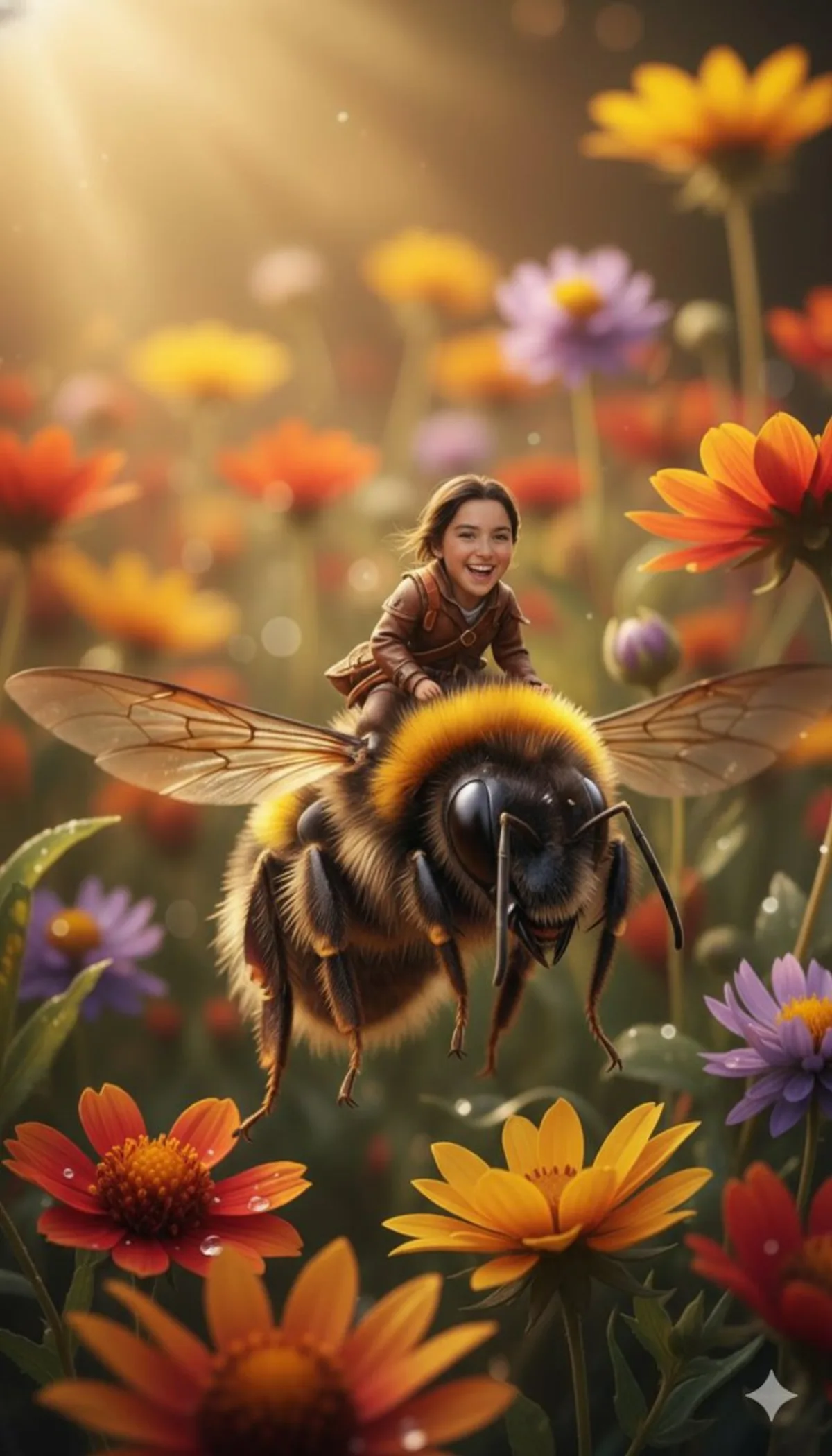 Tiny Adventurer On A Giant Insect