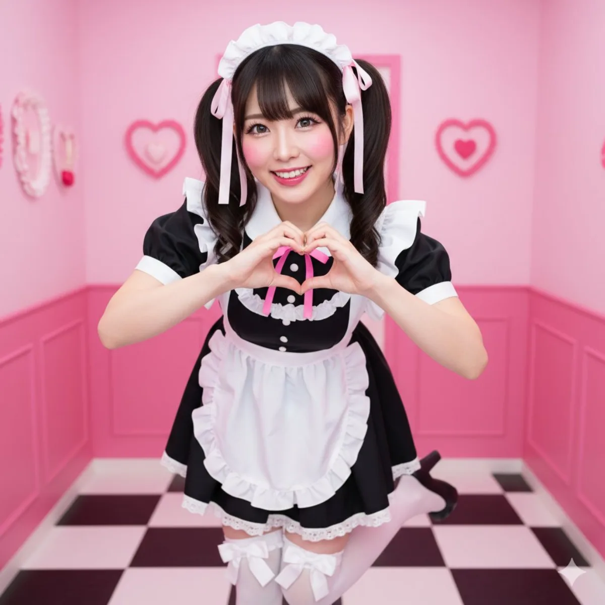 Twin-Tailed Girl Making Heart Gesture (Refined)