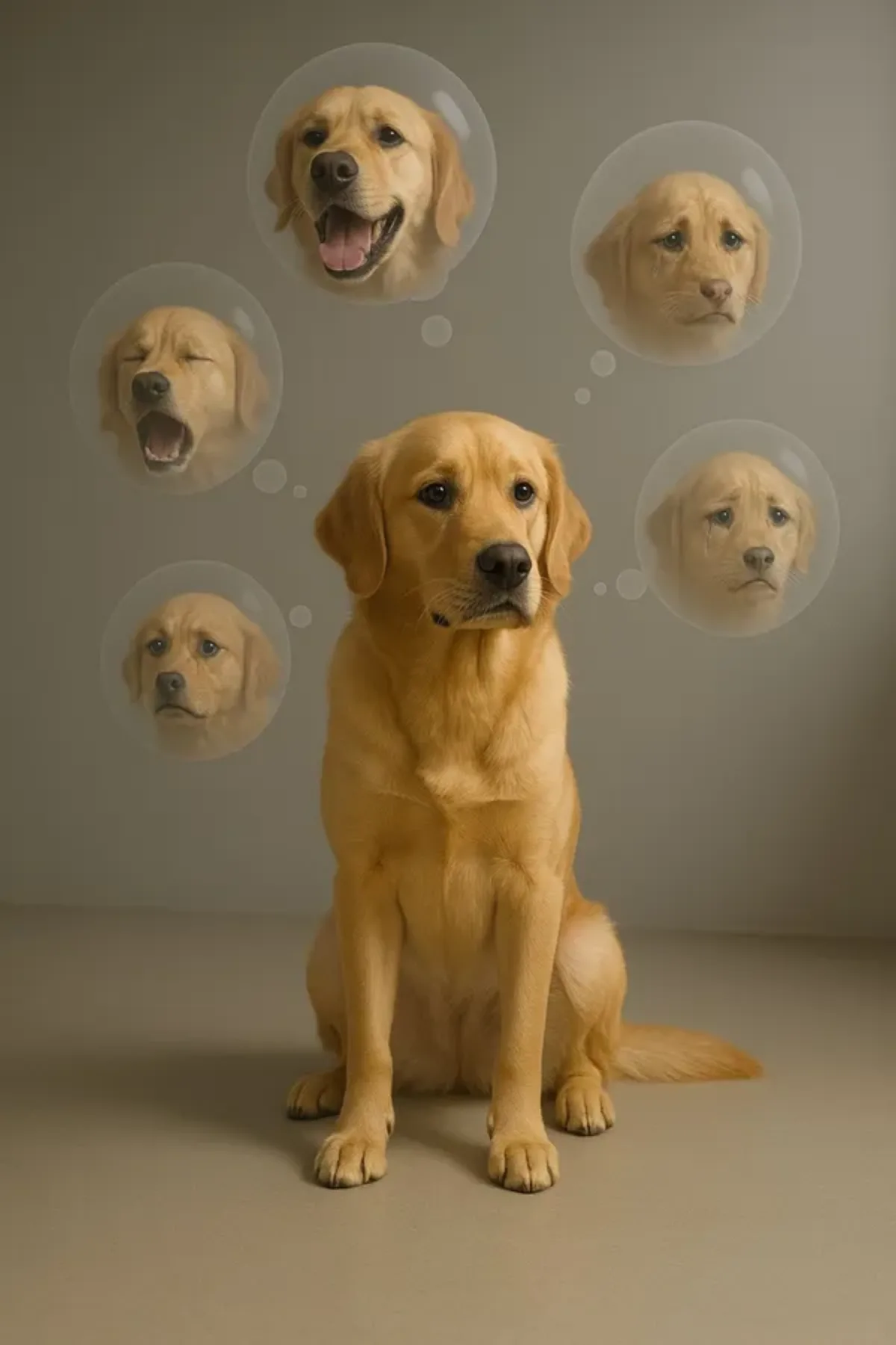 Psychological Self-Portrait with Floating Thought Bubbles - Stylized Style