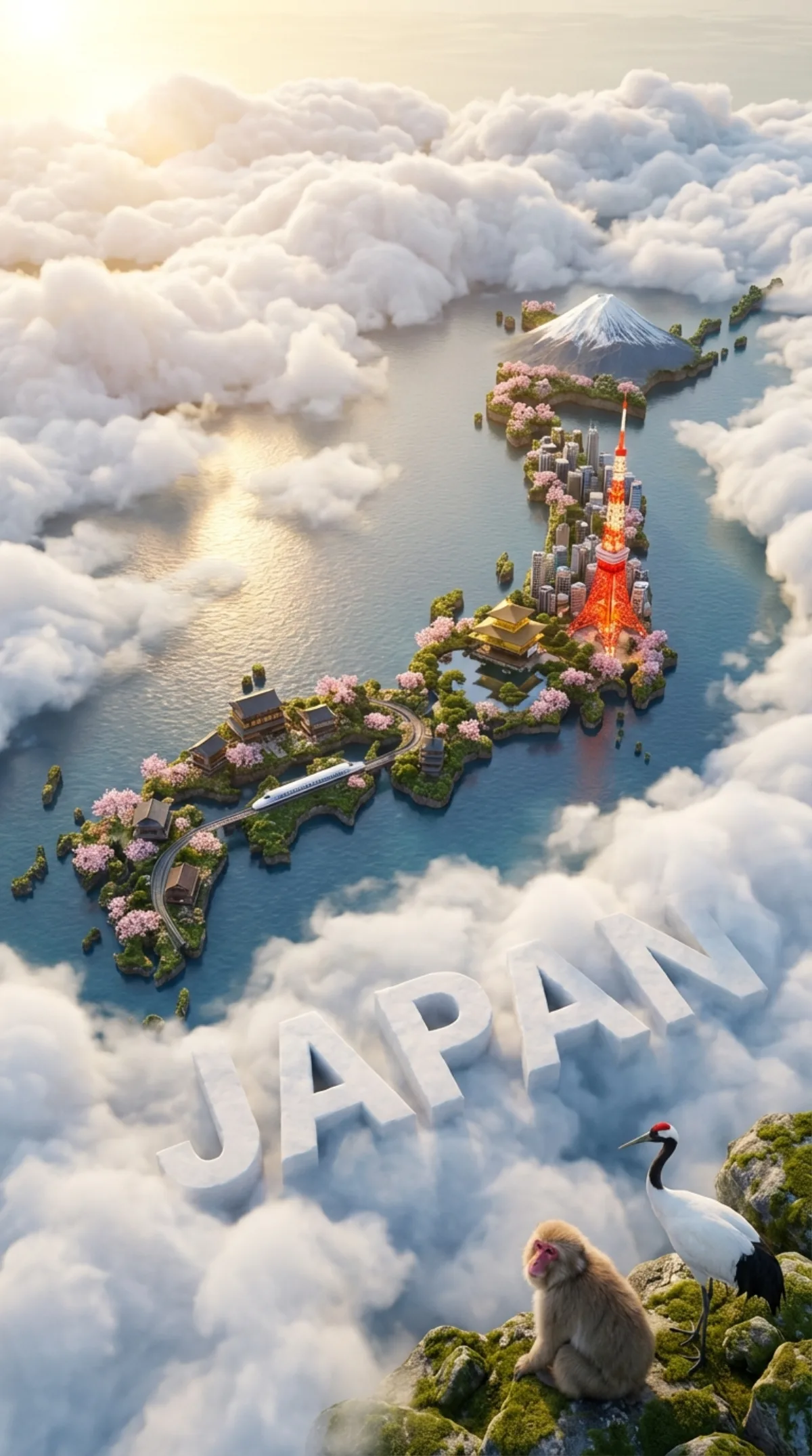 Crafted Floating Miniature Island Poster for [Country]