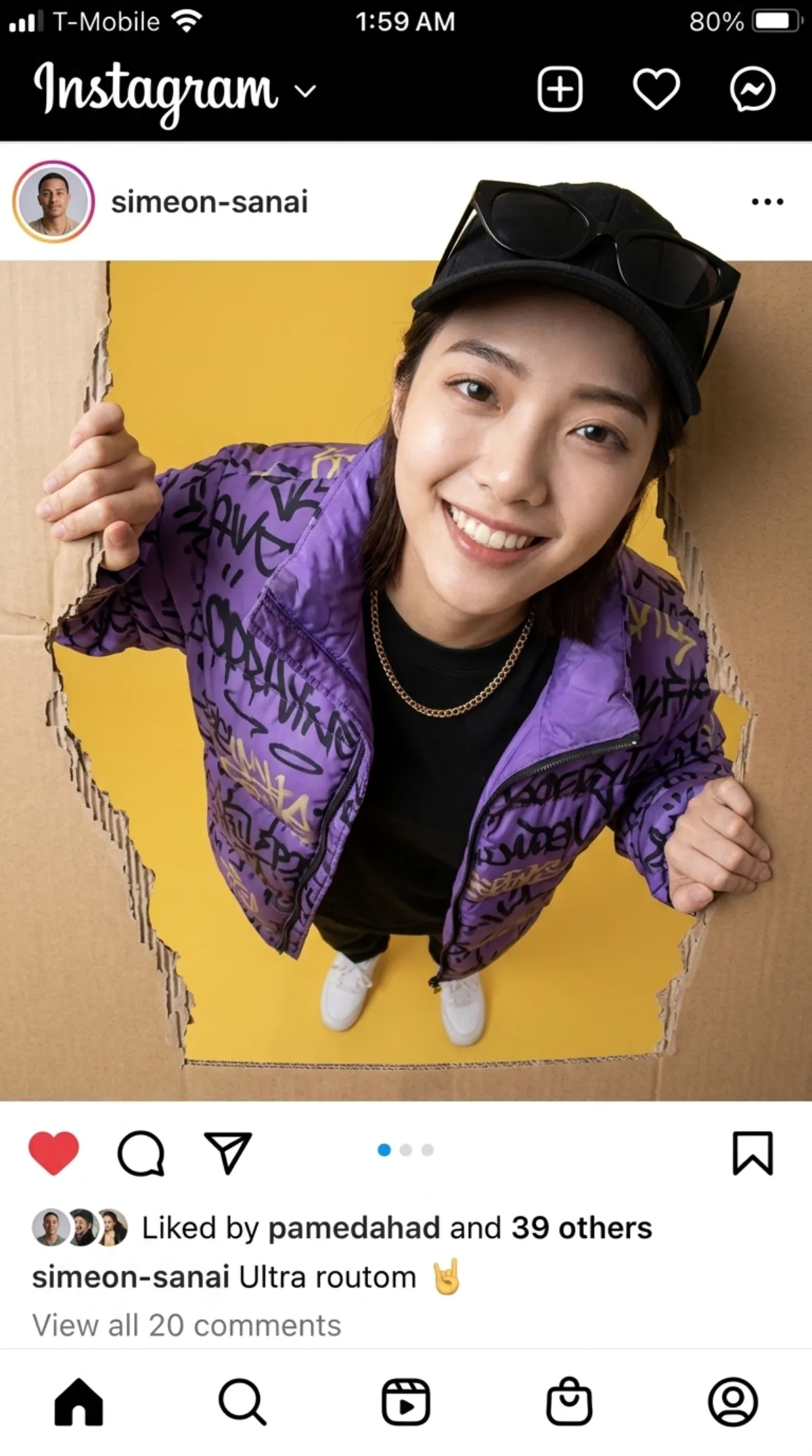 A Refined Person Breaking Out of Instagram Frame with Fisheye