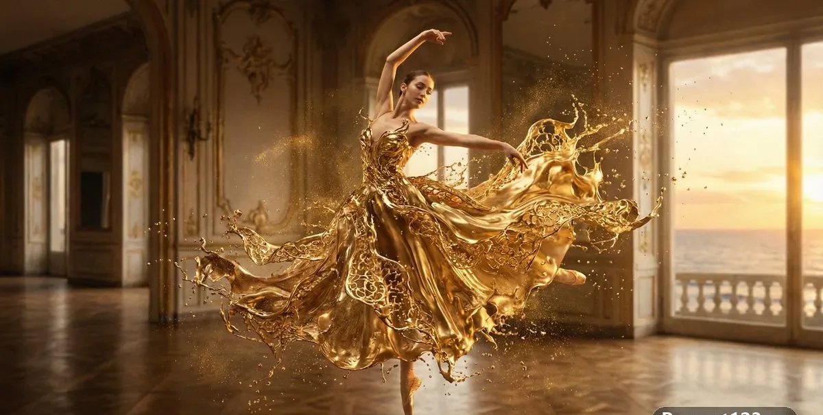A High-speed Photograph Of A Dancer Where Her Dress Is