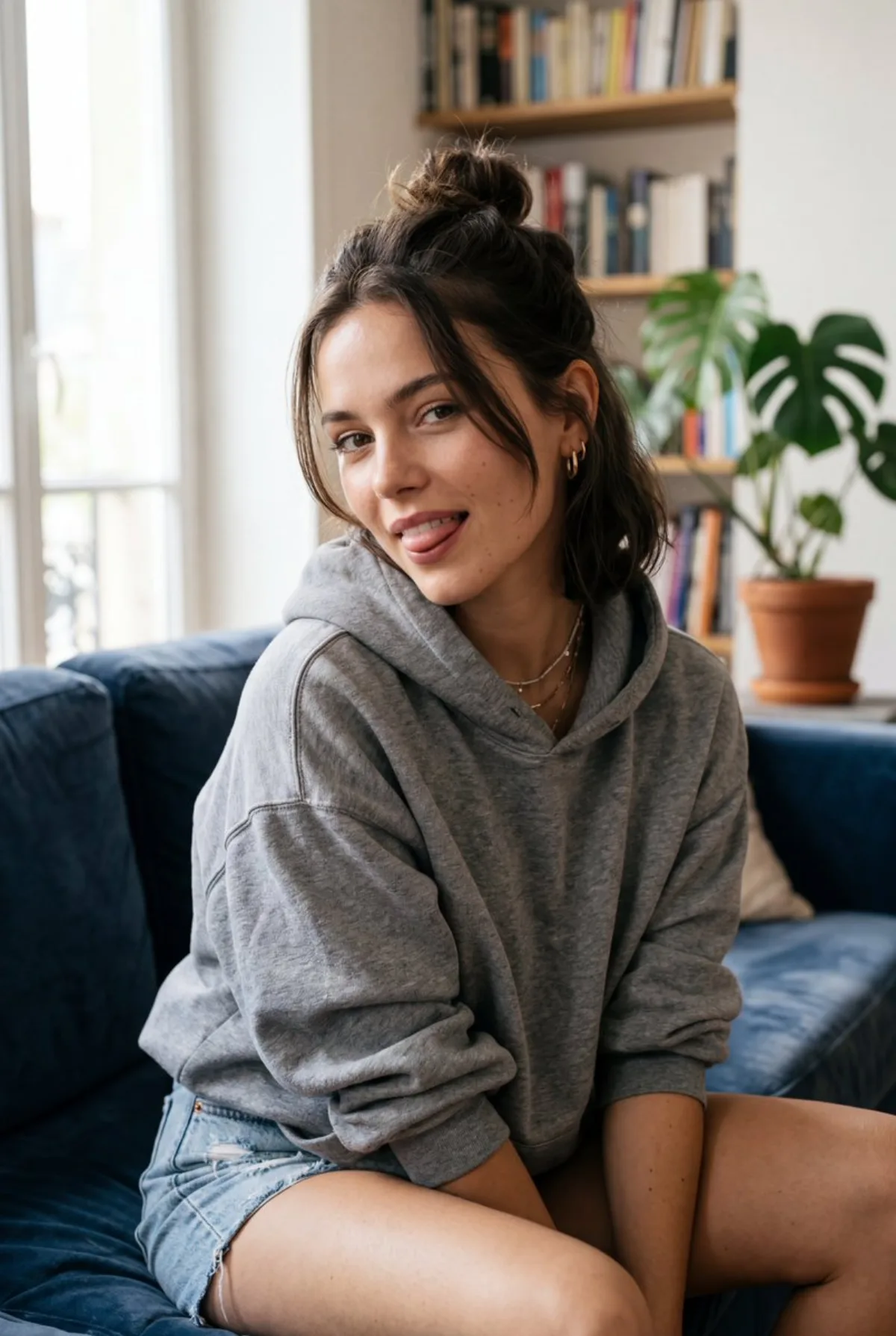 Playful Portrait of a Confident Young Woman: A Stylized Take