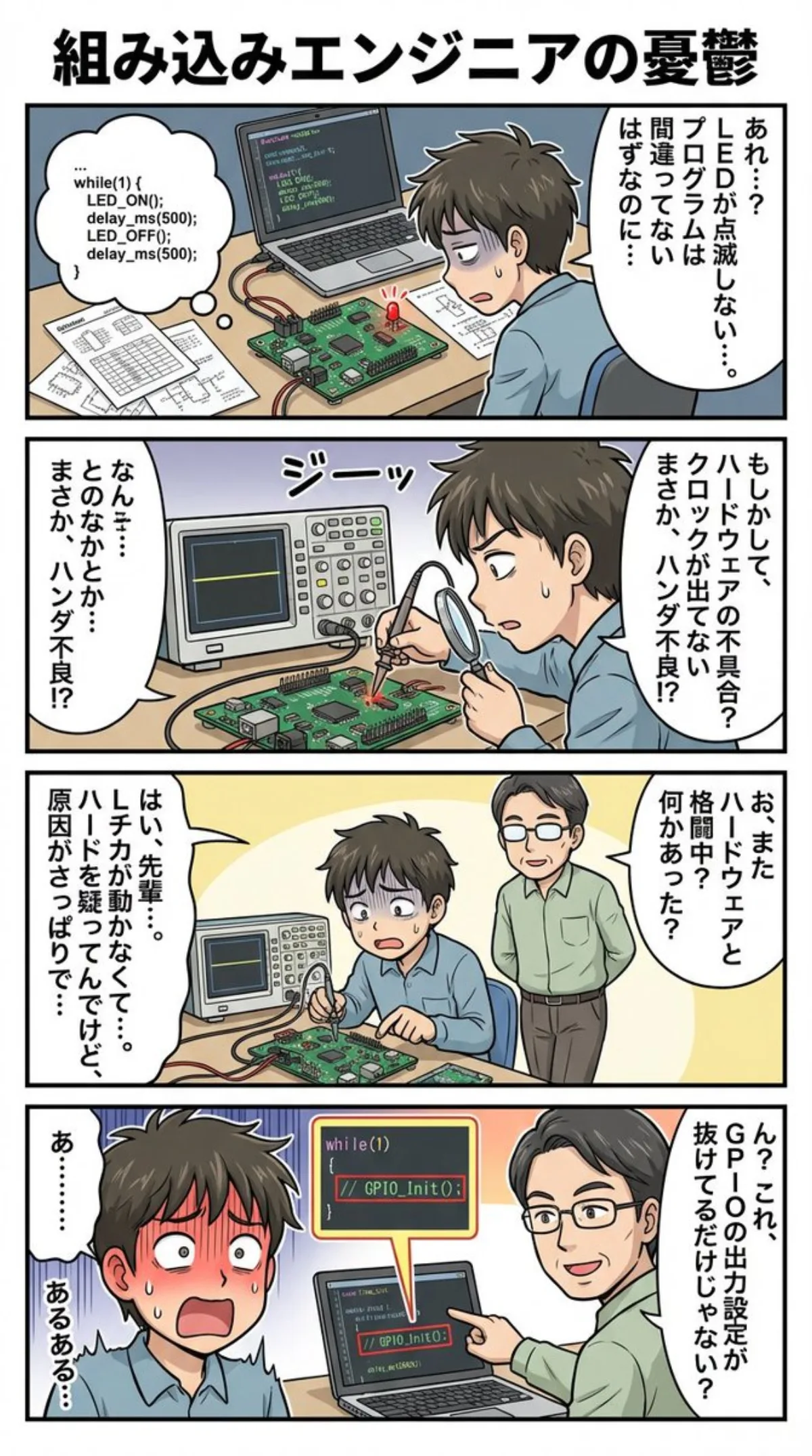 高级感视角下的嵌入式工程师四格漫画