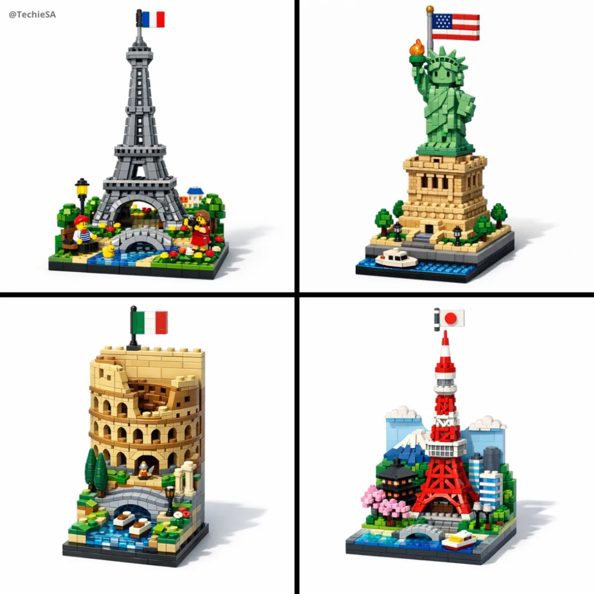 A Signature LEGO Miniature Landmarks and National Flags