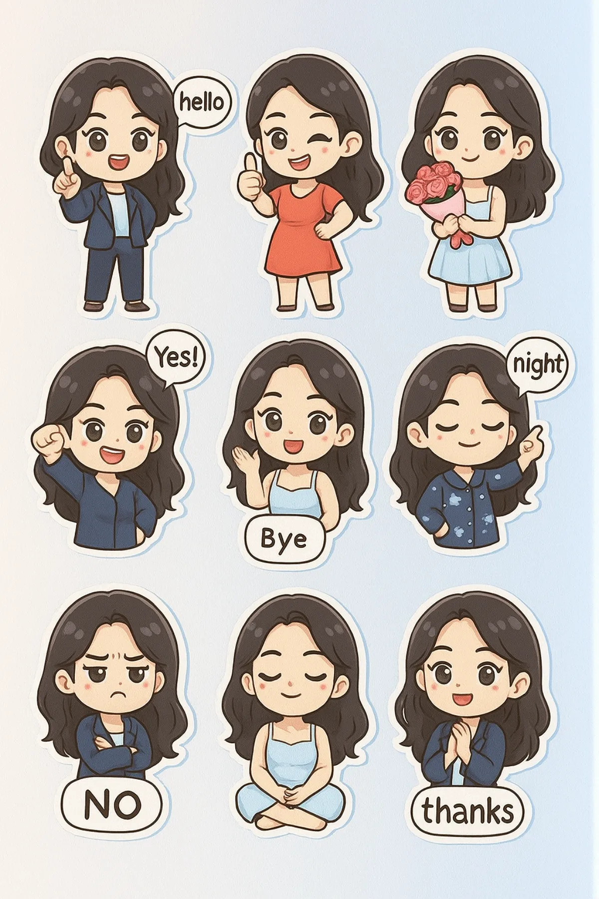 9-Panel Chibi Stickers