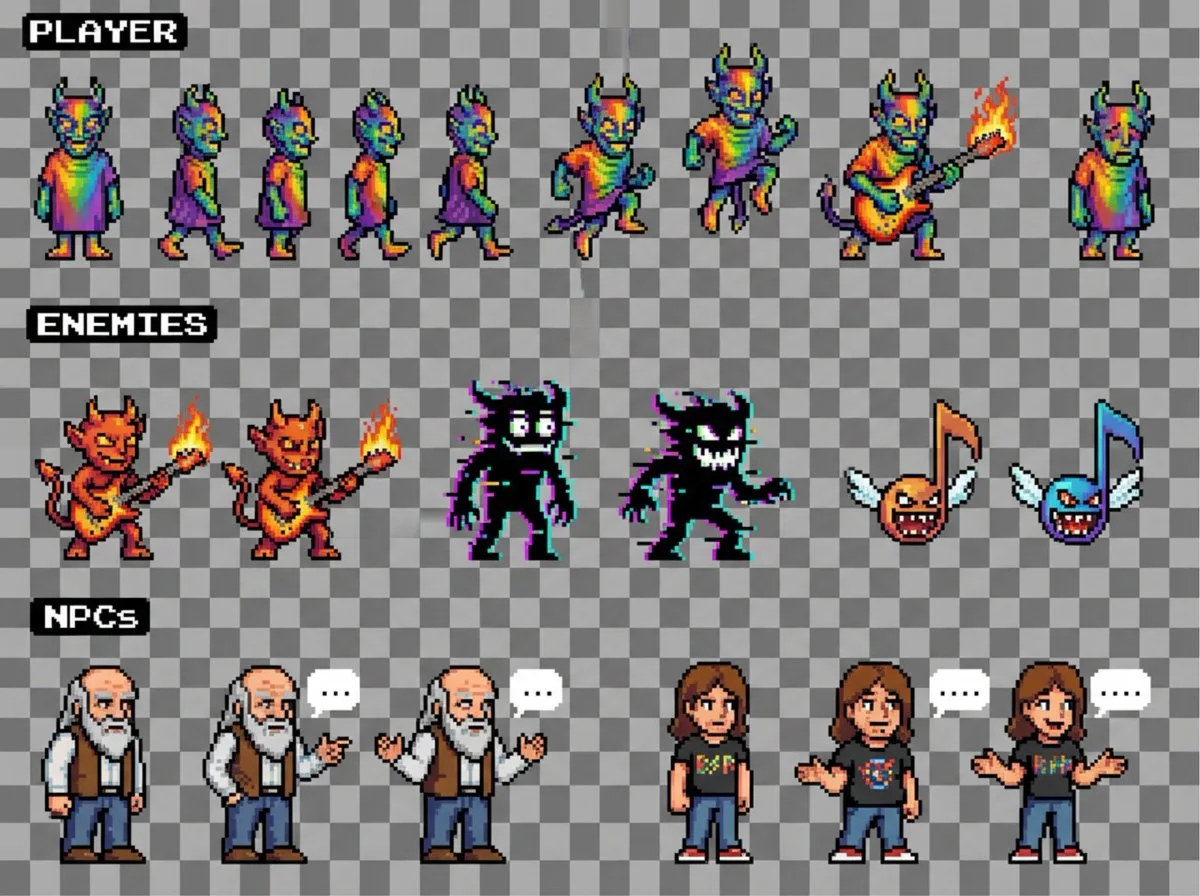Sprite sheet for 2D NES platformer (Stylized)
