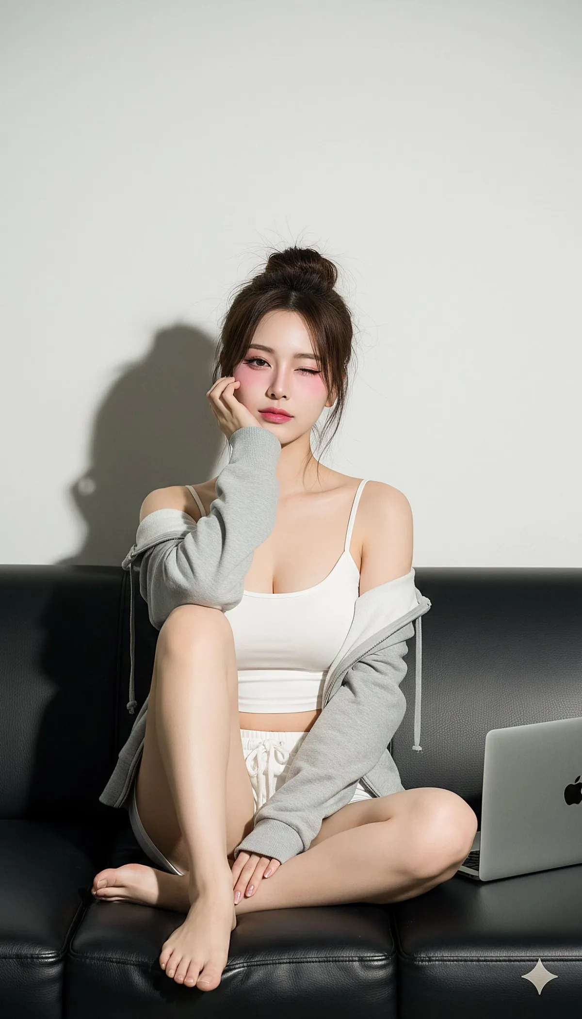 Girl Sitting on Sofa