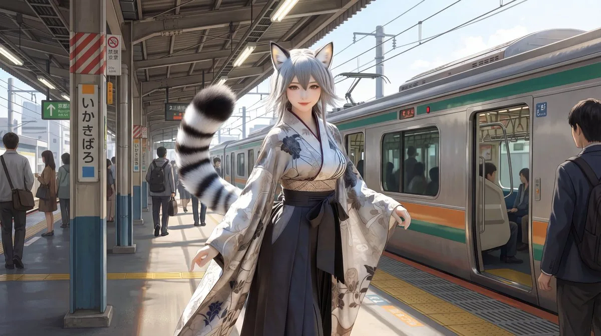 Character on Japanese train platform