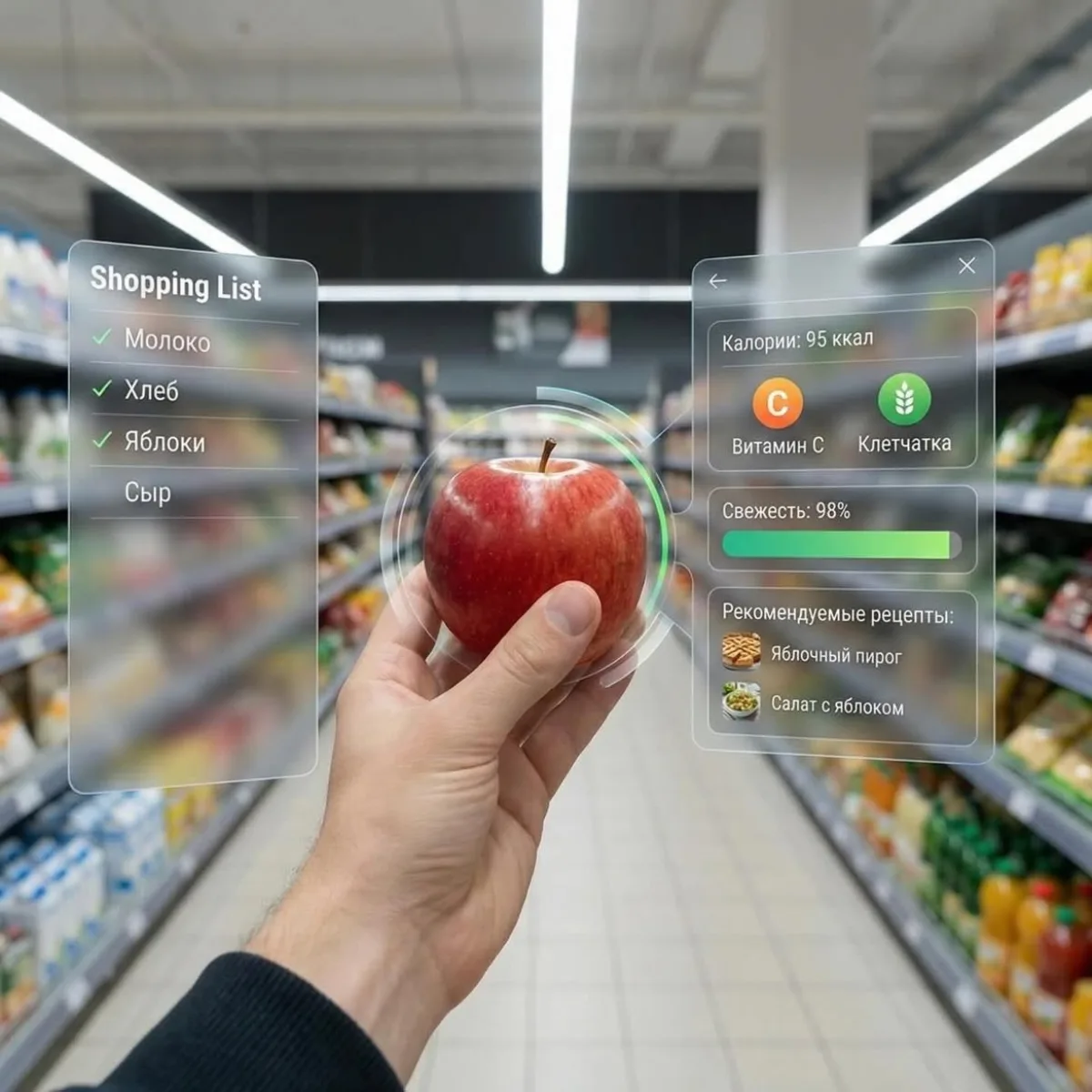 Dessert (AR shopping UI)

POV shot inside a modern supermark