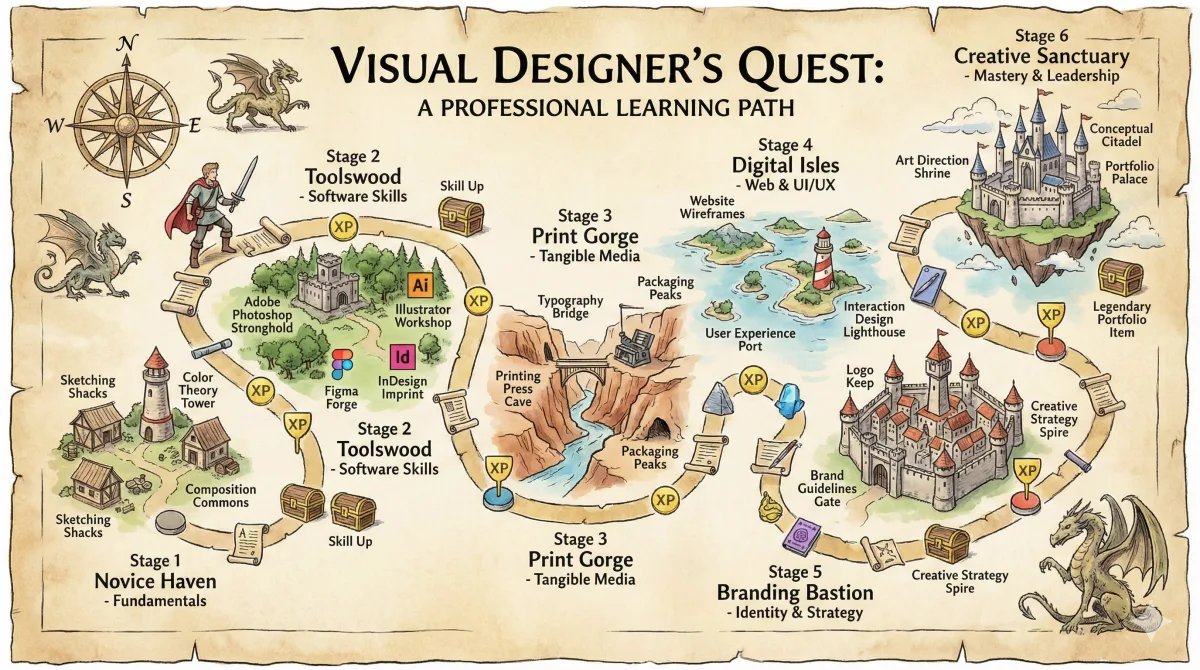 Premium My profession is [Visual Designer]. Please draw a professional learning