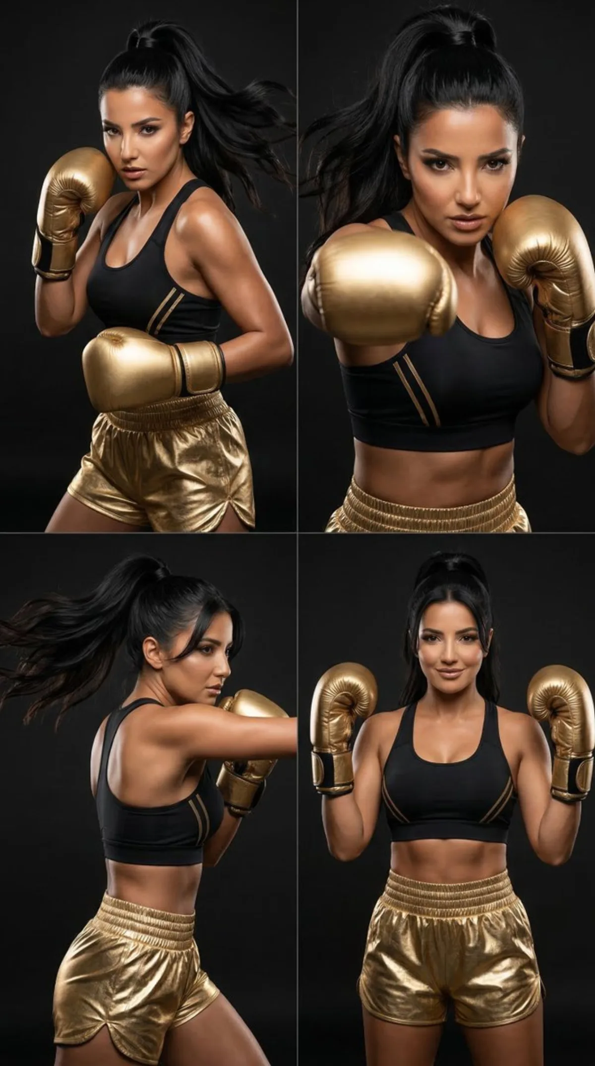 High-Fashion Boxing Editorial 2x2 Grid: A Hero Take