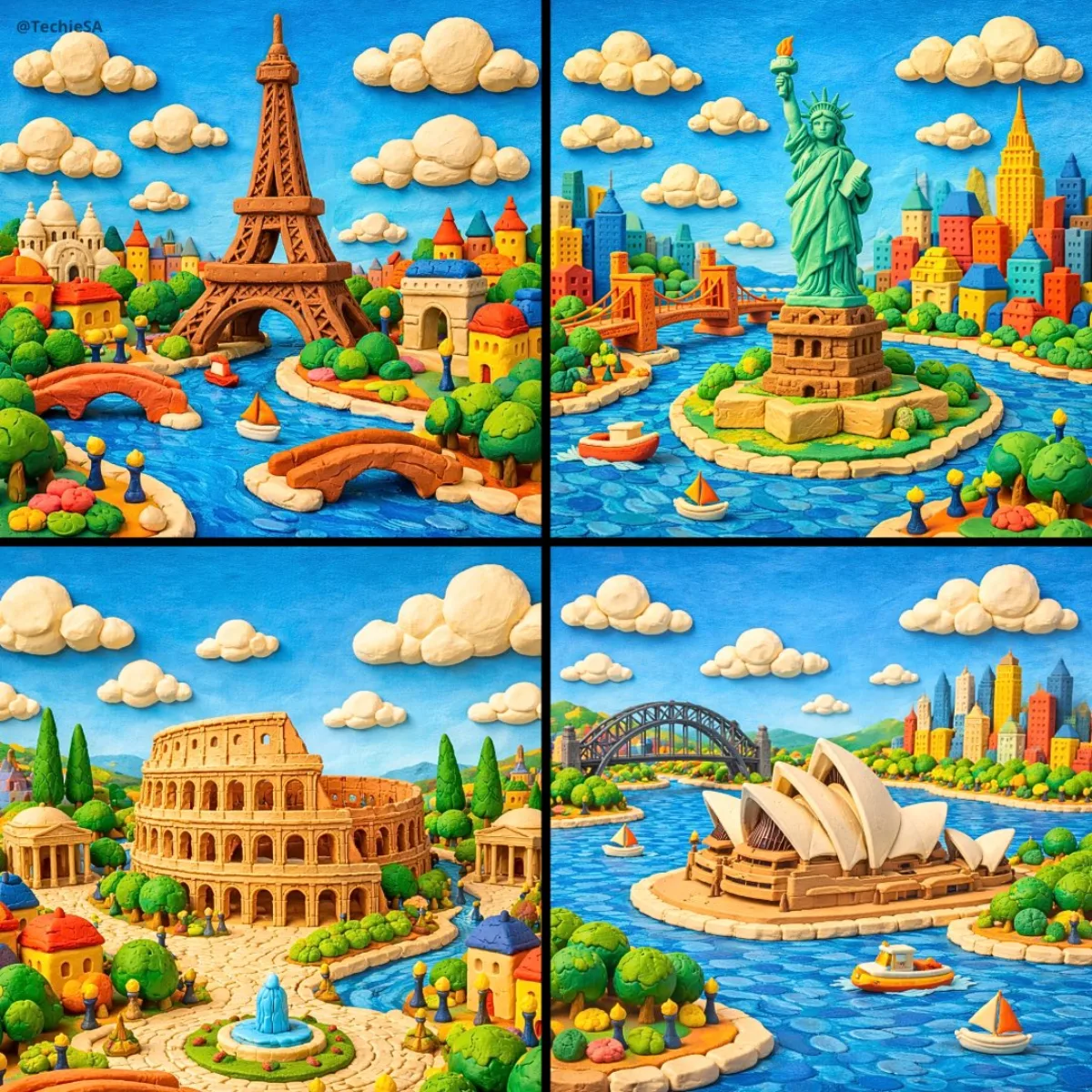 Miniature Landmarks Crafted from Colorful Clay: A Modern Take
