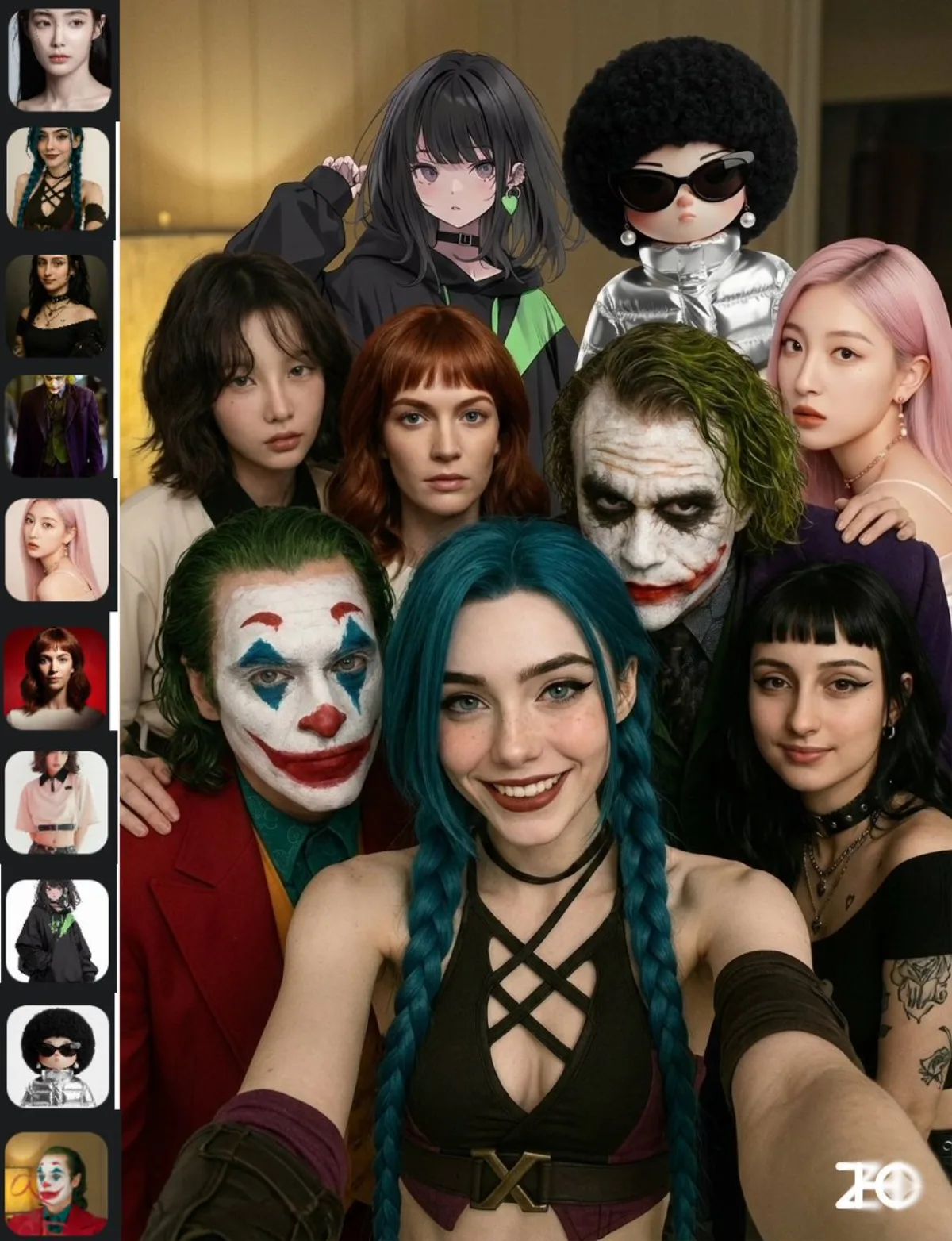 Multi-character selfie prompt