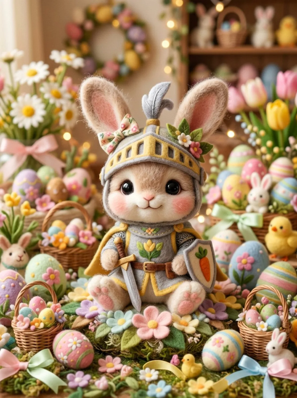 Felt Bunny in Easter Scene