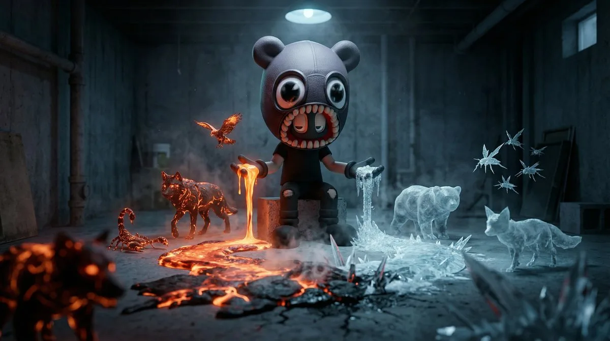 Crafted Cinematic Dark Fantasy: Elemental Birth in a Basement
