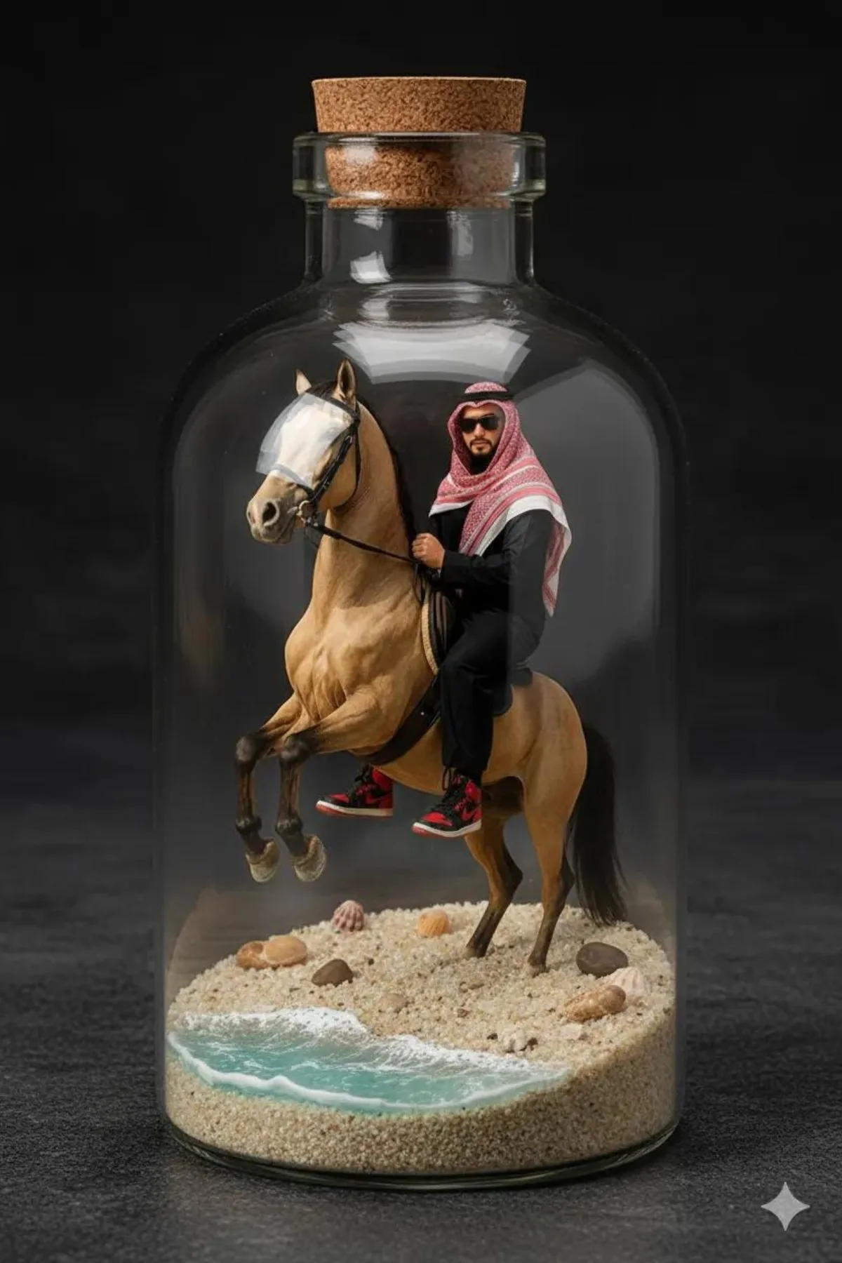 Premium Miniature Beach Diorama In Glass Bottle
