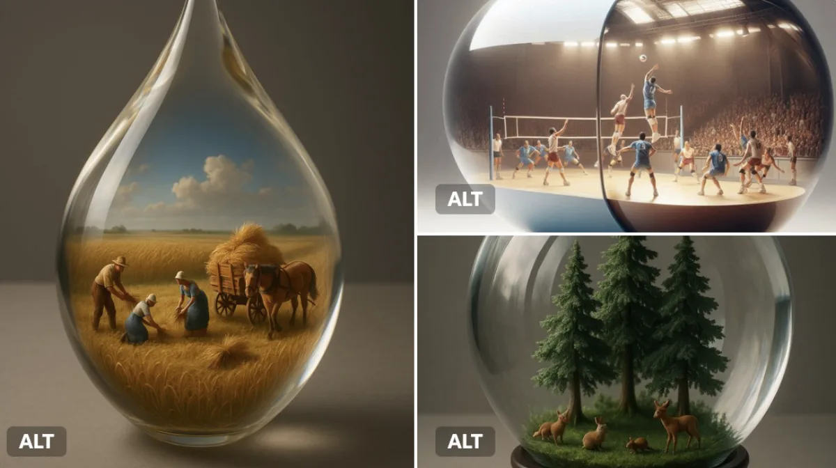 Miniature 3D World in a Transparent Container