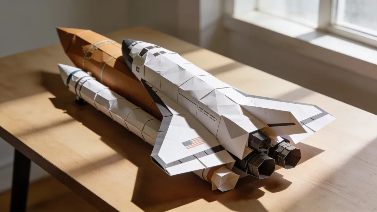A Studio-Grade Hyper-realistic Origami Sculpture on Wooden Table