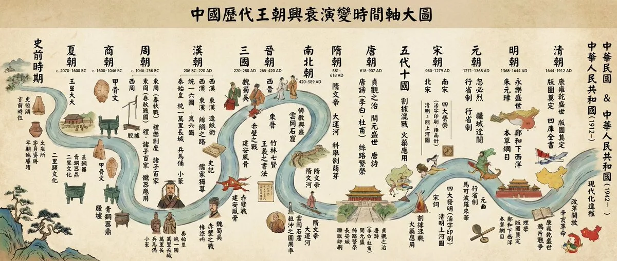 中国朝代时间线图：精选诠释