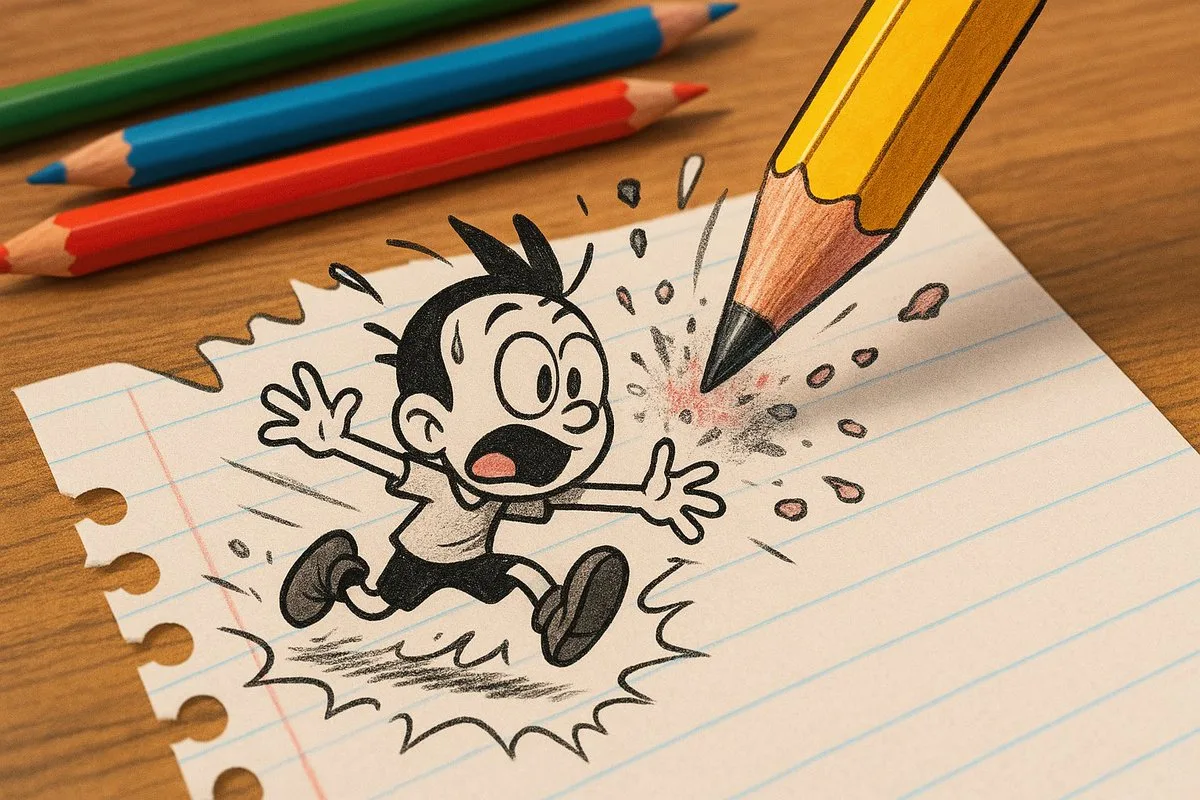 纸上的小卡通角色