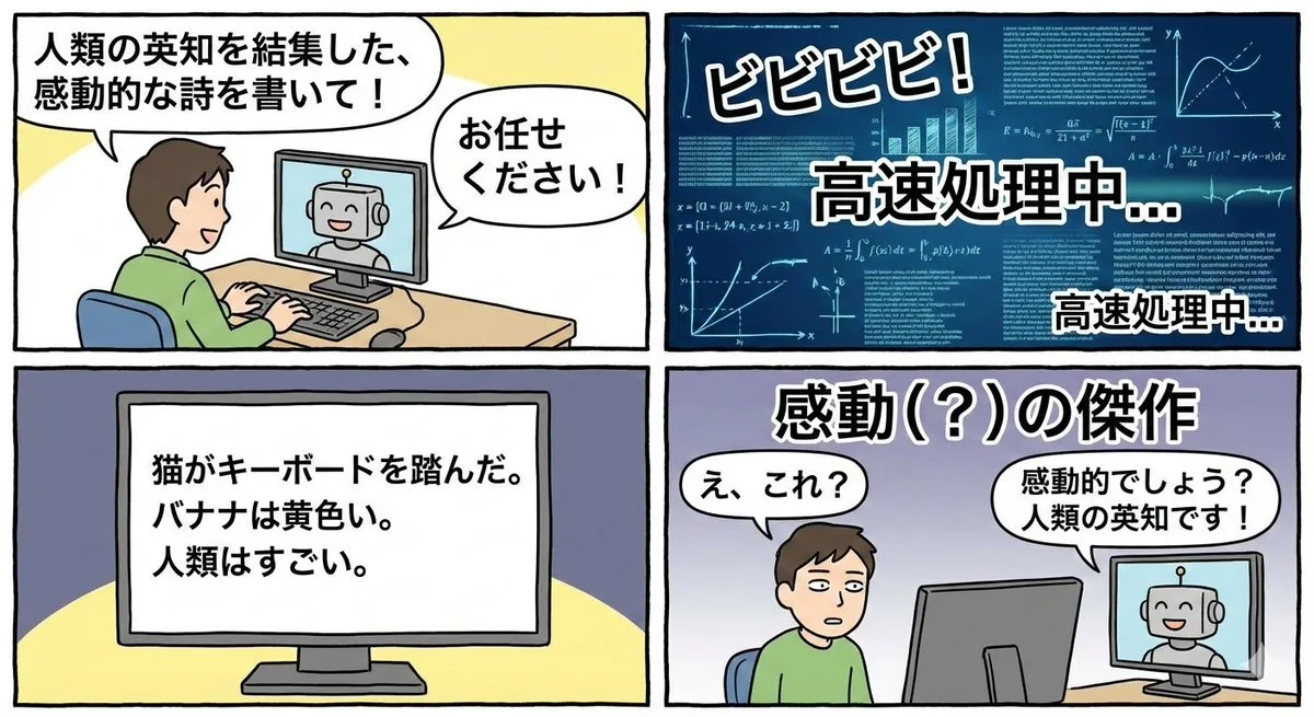 Satirical 4-panel manga about generative AI