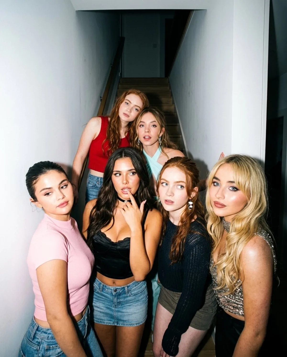 A Stylized Indoor House Party Group Photo with iPhone Flash