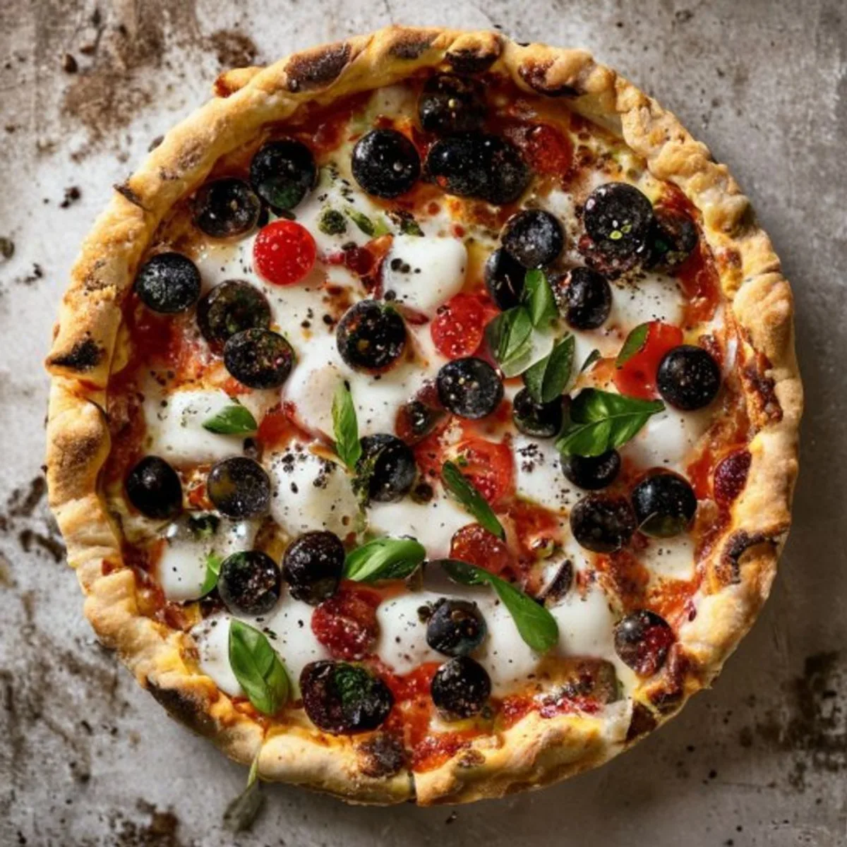 Black Olive Pie Overhead Food Photography